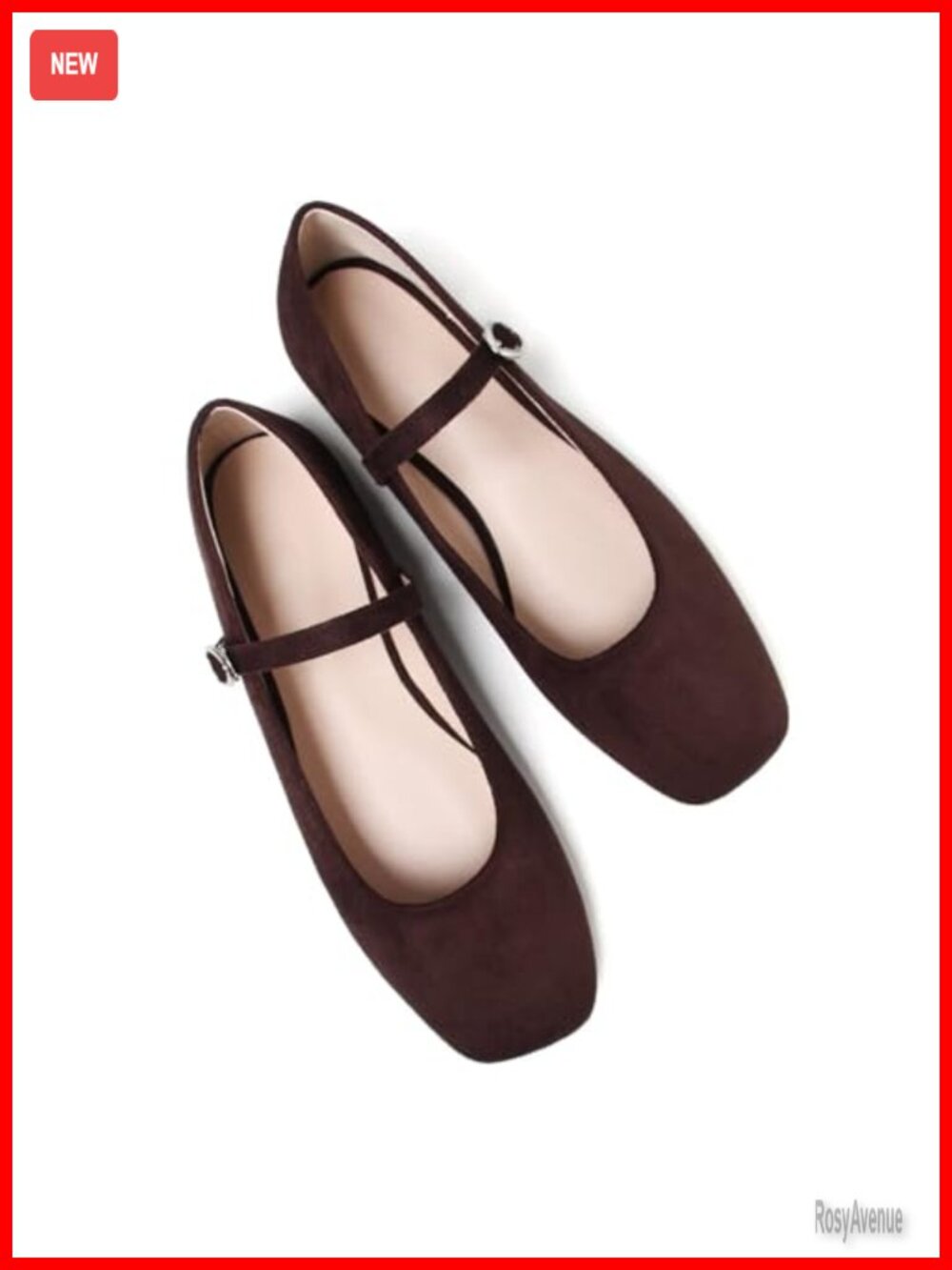 Women's Mary Jane Flats Square Toe Adjustable Buckle Velvet Ballet Shoes